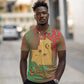 Mauritania Polo Shirt - Desert Camel Crescent Moon and Palm Tree Graphic in Red Green Gold Pattern