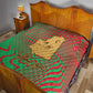 Mauritania Quilt - Desert Camel Crescent Moon and Palm Tree Graphic in Red Green Gold Pattern