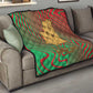 Mauritania Quilt - Desert Camel Crescent Moon and Palm Tree Graphic in Red Green Gold Pattern