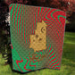 Mauritania Quilt - Desert Camel Crescent Moon and Palm Tree Graphic in Red Green Gold Pattern