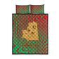 Mauritania Quilt Bed Set - Desert Camel Crescent Moon and Palm Tree Graphic in Red Green Gold Pattern
