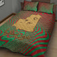 Mauritania Quilt Bed Set - Desert Camel Crescent Moon and Palm Tree Graphic in Red Green Gold Pattern