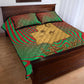 Mauritania Quilt Bed Set - Desert Camel Crescent Moon and Palm Tree Graphic in Red Green Gold Pattern
