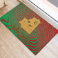 Mauritania Rubber Doormat - Desert Camel Crescent Moon and Palm Tree Graphic in Red Green Gold Pattern