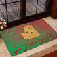 Mauritania Rubber Doormat - Desert Camel Crescent Moon and Palm Tree Graphic in Red Green Gold Pattern