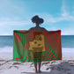 Mauritania Sarong - Desert Camel Crescent Moon and Palm Tree Graphic in Red Green Gold Pattern