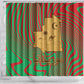 Mauritania Shower Curtain - Desert Camel Crescent Moon and Palm Tree Graphic in Red Green Gold Pattern