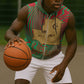 Mauritania Sleeveless Zip Hoodie - Desert Camel Crescent Moon and Palm Tree Graphic in Red Green Gold Pattern - African Pride