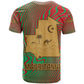 Mauritania T shirt - Desert Camel Crescent Moon and Palm Tree Graphic in Red Green Gold Pattern