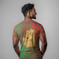 Mauritania T shirt - Desert Camel Crescent Moon and Palm Tree Graphic in Red Green Gold Pattern