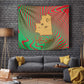 Mauritania Tapestry - Desert Camel Crescent Moon and Palm Tree Graphic in Red Green Gold Pattern