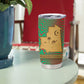 Mauritania Tumbler Cup - Desert Camel Crescent Moon and Palm Tree Graphic in Red Green Gold Pattern