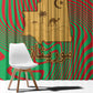 Mauritania Window Curtain - Desert Camel Crescent Moon and Palm Tree Graphic in Red Green Gold Pattern
