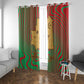 Mauritania Window Curtain - Desert Camel Crescent Moon and Palm Tree Graphic in Red Green Gold Pattern