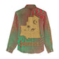 Mauritania Women Casual Shirt - Desert Camel Crescent Moon and Palm Tree Graphic in Red Green Gold Pattern