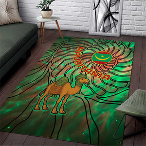 Mauritania Area Rug - Green Tie Dye Camel and Crescent Moon Flag Design