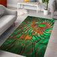 Mauritania Area Rug - Green Tie Dye Camel and Crescent Moon Flag Design