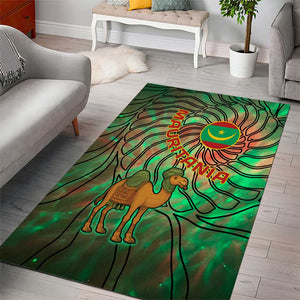 Mauritania Area Rug - Green Tie Dye Camel and Crescent Moon Flag Design