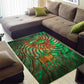 Mauritania Area Rug - Green Tie Dye Camel and Crescent Moon Flag Design