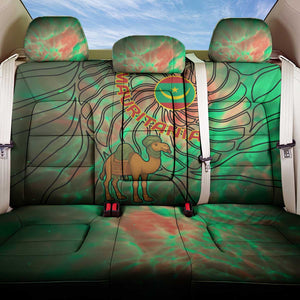 Mauritania Back Car Seat Cover - Green Tie Dye Camel and Crescent Moon Flag Design