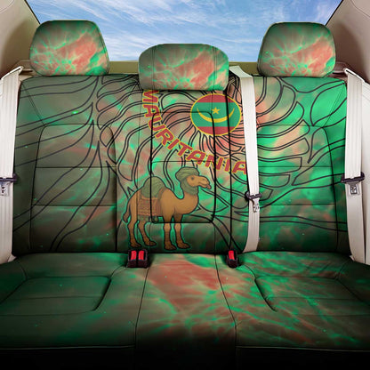 Mauritania Back Car Seat Cover - Green Tie Dye Camel and Crescent Moon Flag Design