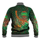 Mauritania Baseball Jacket - Green Tie Dye Camel and Crescent Moon Flag Design