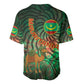 Mauritania Baseball Jersey - Green Tie Dye Camel and Crescent Moon Flag Design