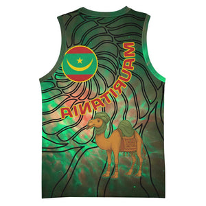Mauritania Basketball Jersey - Green Tie Dye Camel and Crescent Moon Flag Design - African Pride