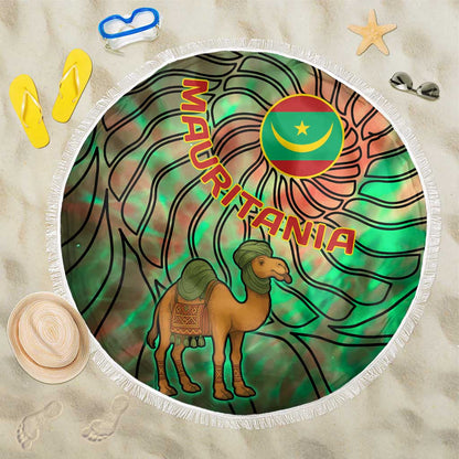 Mauritania Beach Blanket - Green Tie Dye Camel and Crescent Moon Flag Design