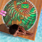 Mauritania Beach Blanket - Green Tie Dye Camel and Crescent Moon Flag Design
