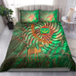 Mauritania Bedding Set - Green Tie Dye Camel and Crescent Moon Flag Design