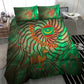 Mauritania Bedding Set - Green Tie Dye Camel and Crescent Moon Flag Design