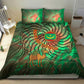 Mauritania Bedding Set - Green Tie Dye Camel and Crescent Moon Flag Design