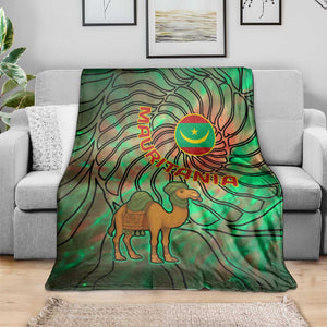 Mauritania Blanket - Green Tie Dye Camel and Crescent Moon Flag Design