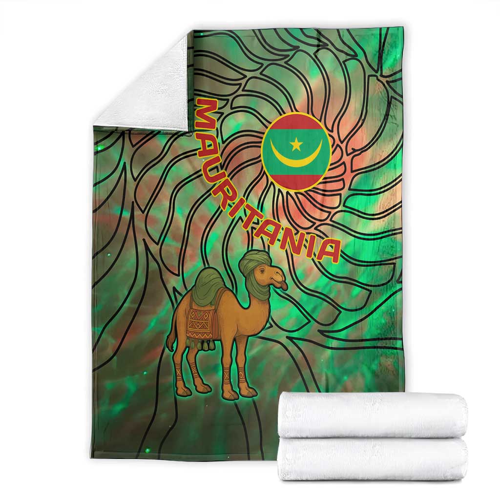 Mauritania Blanket - Green Tie Dye Camel and Crescent Moon Flag Design