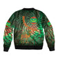 Mauritania Bomber Jacket - Green Tie Dye Camel and Crescent Moon Flag Design