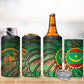 Mauritania 4 in 1 Can Cooler Tumbler - Green Tie Dye Camel and Crescent Moon Flag Design