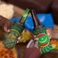 Mauritania 4 in 1 Can Cooler Tumbler - Green Tie Dye Camel and Crescent Moon Flag Design