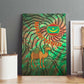 Mauritania Canvas Wall Art - Green Tie Dye Camel and Crescent Moon Flag Design