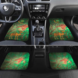 Mauritania Car Mats - Green Tie Dye Camel and Crescent Moon Flag Design