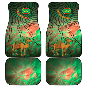 Mauritania Car Mats - Green Tie Dye Camel and Crescent Moon Flag Design