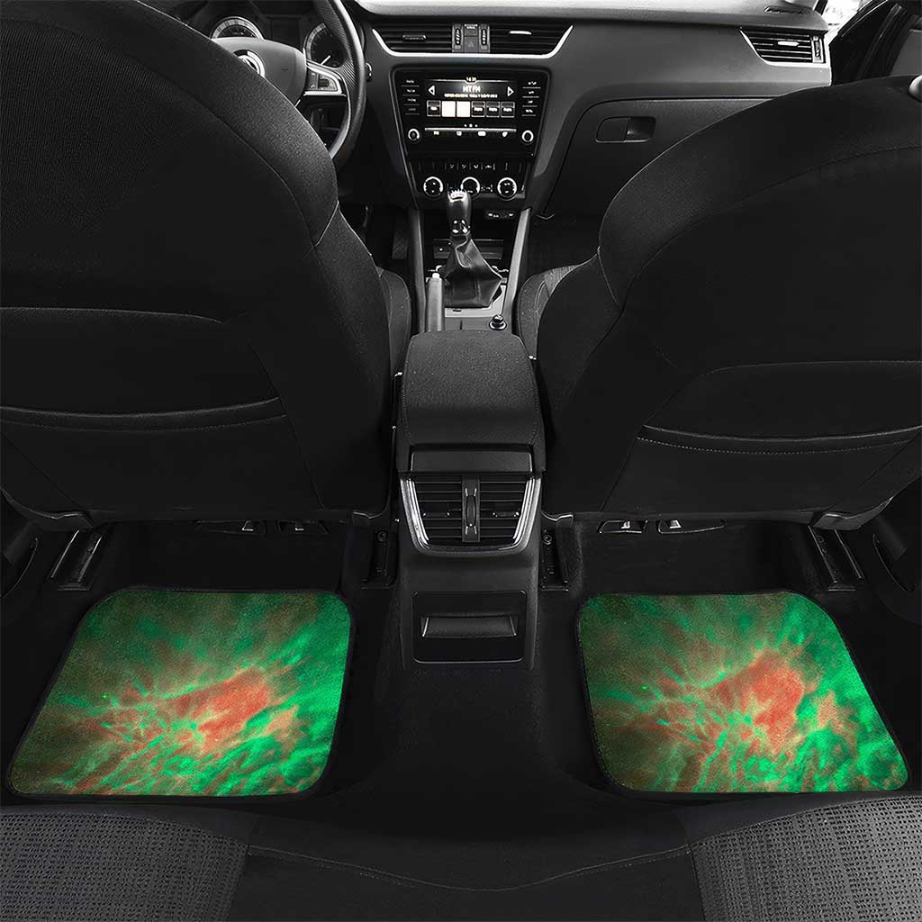 Mauritania Car Mats - Green Tie Dye Camel and Crescent Moon Flag Design