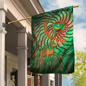 Mauritania Garden Flag - Green Tie Dye Camel and Crescent Moon Flag Design