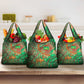 Mauritania Grocery Bag - Green Tie Dye Camel and Crescent Moon Flag Design
