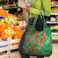 Mauritania Grocery Bag - Green Tie Dye Camel and Crescent Moon Flag Design
