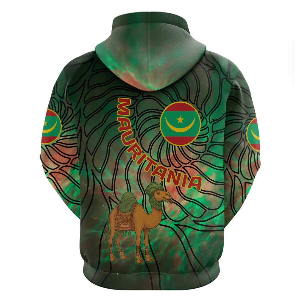 Mauritania Hoodie - Green Tie Dye Camel and Crescent Moon Flag Design