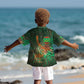 Mauritania Kid Hawaiian Shirt - Green Tie Dye Camel and Crescent Moon Flag Design