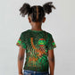 Mauritania Kid T shirt - Green Tie Dye Camel and Crescent Moon Flag Design