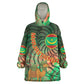 Mauritania Kid Wearable Blanket Hoodie - Green Tie Dye Camel and Crescent Moon Flag Design
