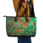 Mauritania Leather Tote Bag - Green Tie Dye Camel and Crescent Moon Flag Design